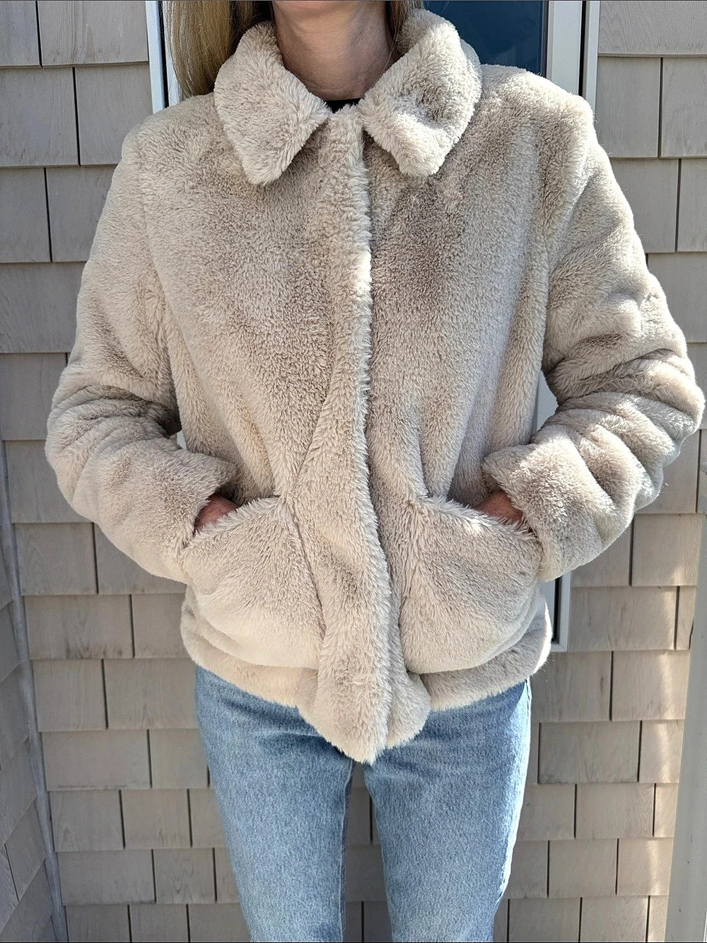 H&M Divided Cozy Faux Fur Teddy Jacket Coat Cozy Winter Fall